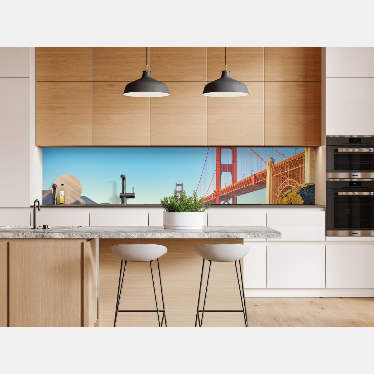 Repositionierbarer Aufkleber Golden Gate Bridge über der bucht von San Francisco – Wallnifity® Repositionierbarer Aufkleber Golden Gate Bridge über der bucht von San Francisco – Wallnifity®