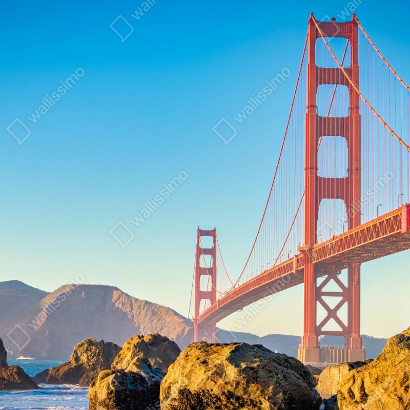 Repositionierbarer Aufkleber Golden Gate Bridge über der bucht von San Francisco – Wallnifity® Repositionierbarer Aufkleber Golden Gate Bridge über der bucht von San Francisco – Wallnifity®