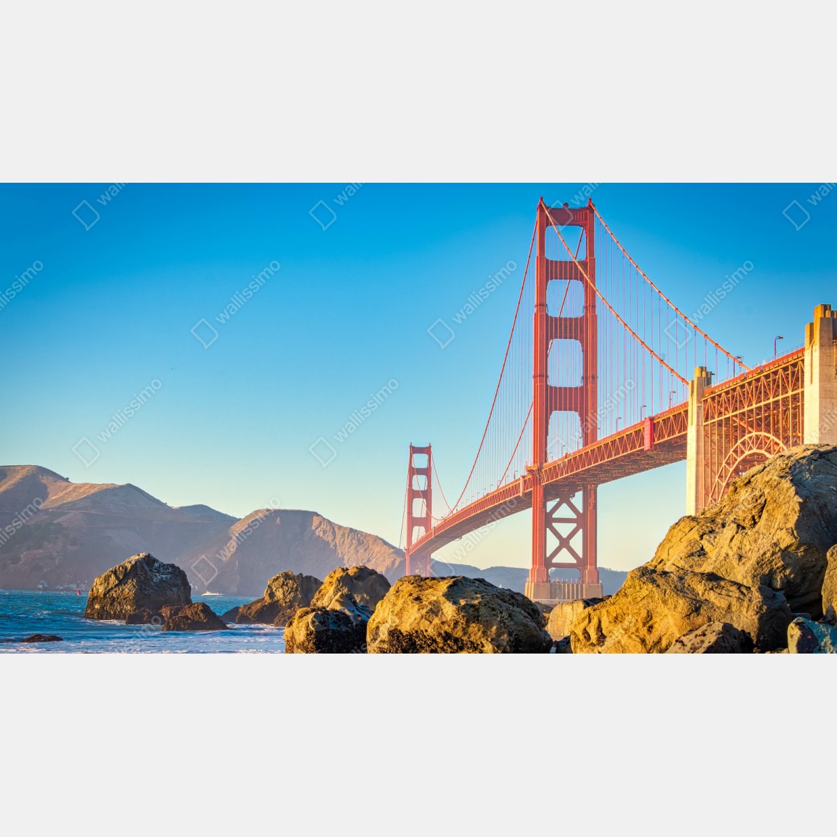 Repositionierbarer Aufkleber Golden Gate Bridge über der bucht von San Francisco – Wallnifity® Repositionierbarer Aufkleber Golden Gate Bridge über der bucht von San Francisco – Wallnifity®