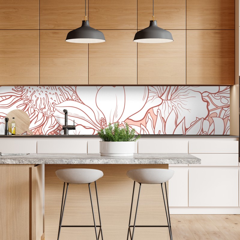Repositionierbarer Aufkleber zartes korallenfarbenes blumenmuster – Wallnifity® Repositionierbarer Aufkleber zartes korallenfarbenes blumenmuster – Wallnifity®