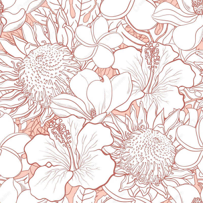 Repositionierbarer Aufkleber zartes korallenfarbenes blumenmuster – Wallnifity® Repositionierbarer Aufkleber zartes korallenfarbenes blumenmuster – Wallnifity®