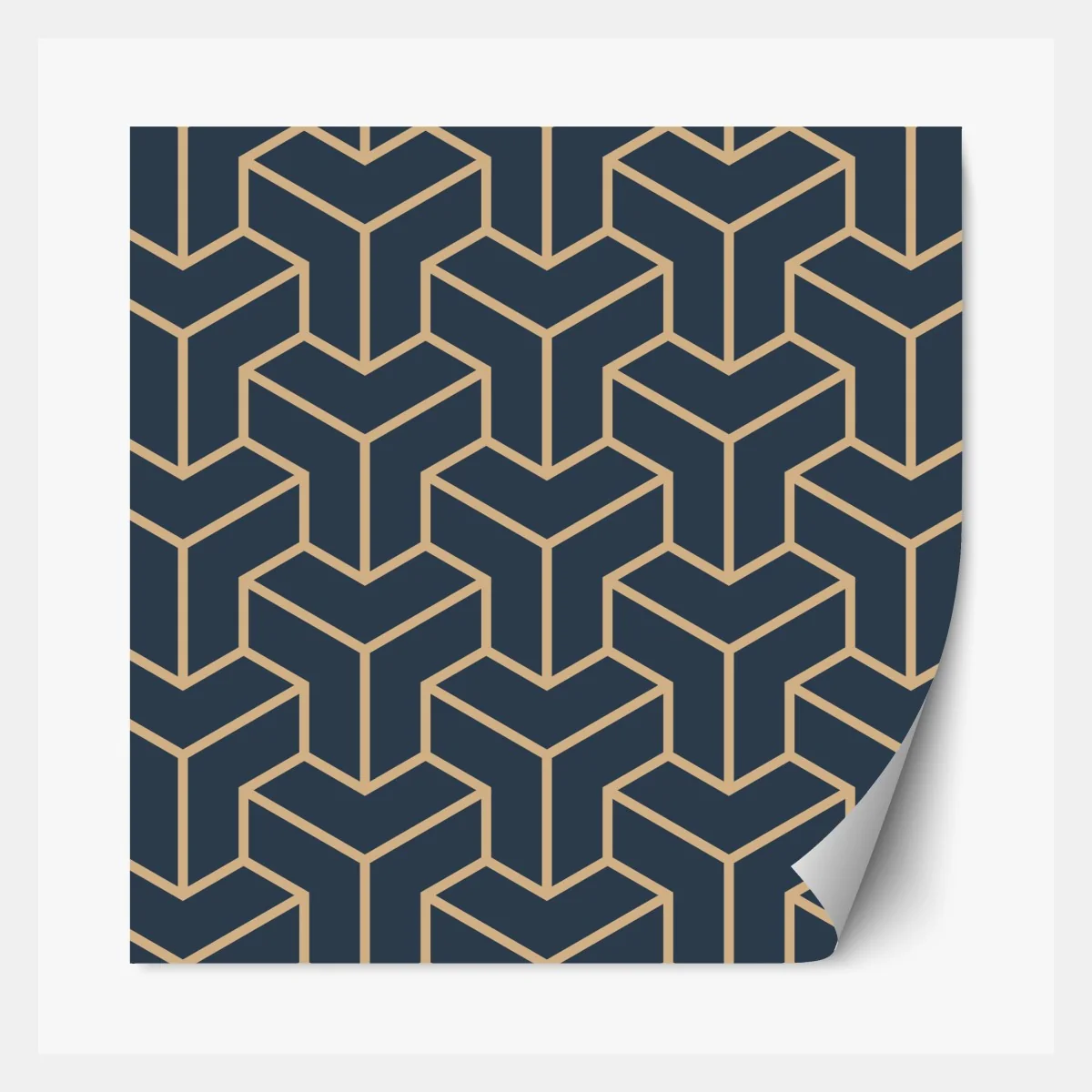 Repositionierbarer Aufkleber marineblaues geometrisches würfelmuster – Wallnifity® Repositionierbarer Aufkleber marineblaues geometrisches würfelmuster – Wallnifity®