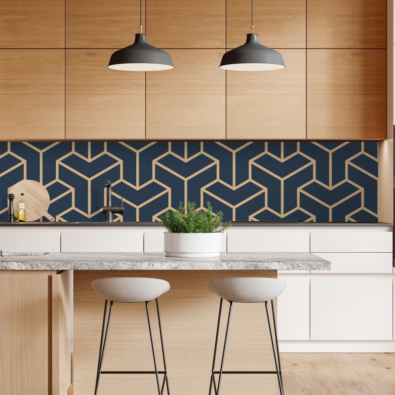 Repositionierbarer Aufkleber elegantes beiges damastmuster – Wallnifity®