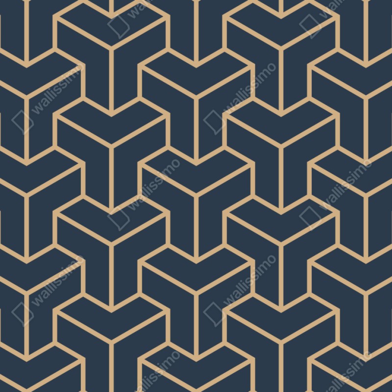 Repositionierbarer Aufkleber marineblaues geometrisches würfelmuster – Wallnifity® Repositionierbarer Aufkleber marineblaues geometrisches würfelmuster – Wallnifity®