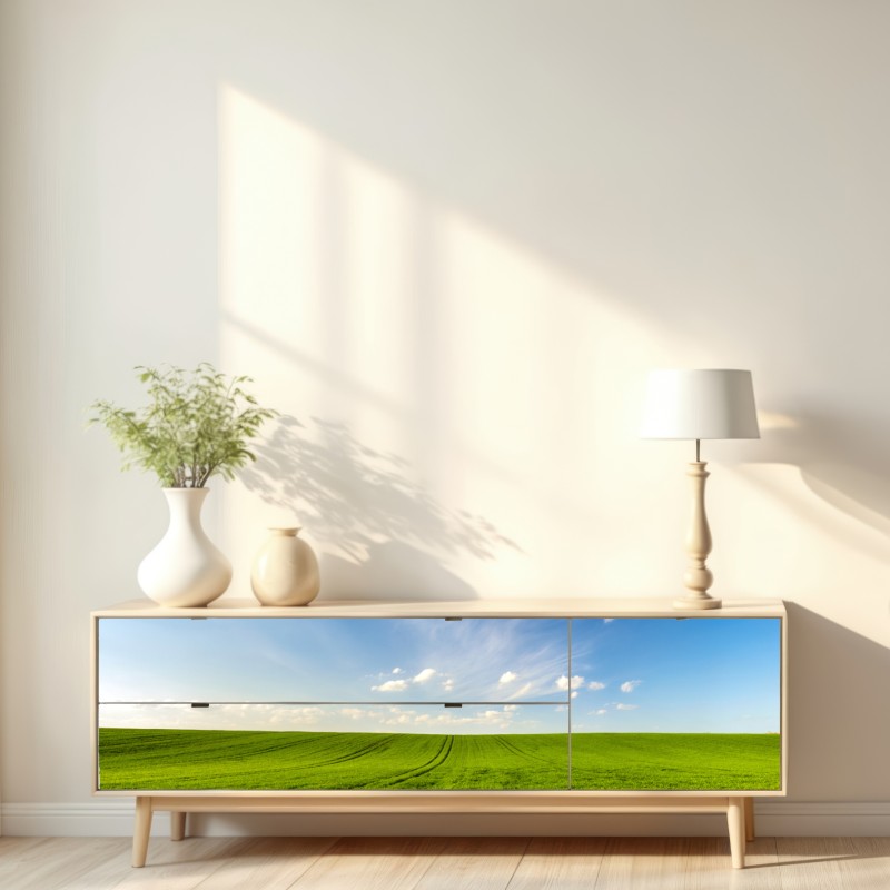 Repositionierbarer Aufkleber frühlingsgrüne wiesenpanorama – Wallnifity® Repositionierbarer Aufkleber frühlingsgrüne wiesenpanorama – Wallnifity®