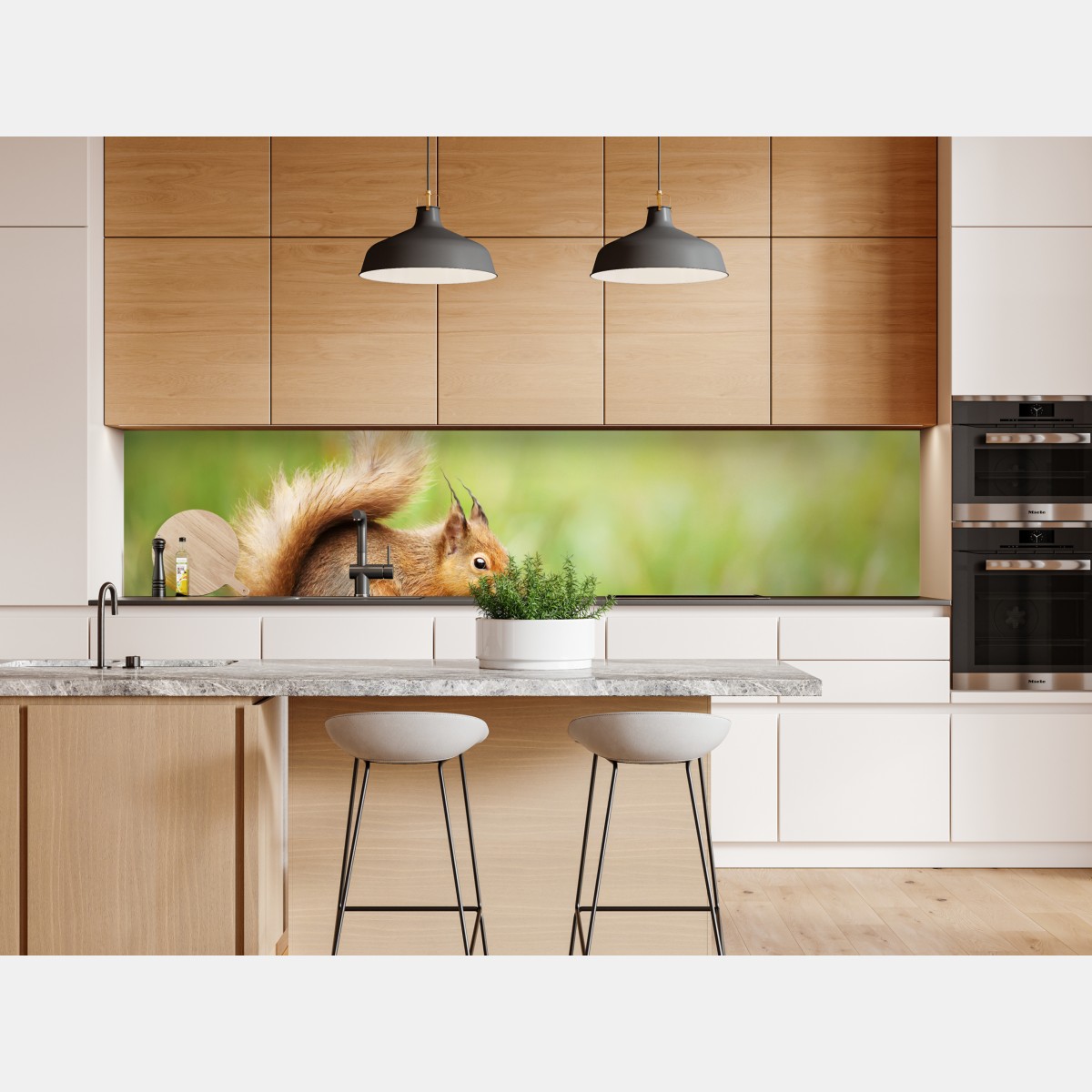 Repositionierbarer Aufkleber rotes eichhörnchen auf moosigem stamm – Wallnifity® Repositionierbarer Aufkleber rotes eichhörnchen auf moosigem stamm – Wallnifity®