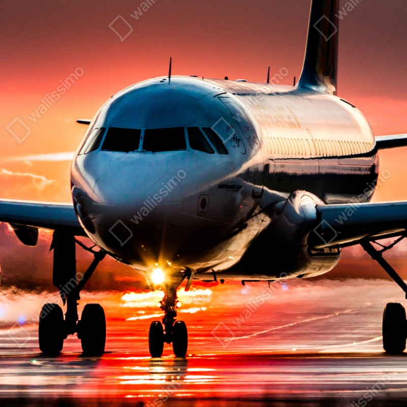 Repositionierbarer Aufkleber jet im sonnenuntergang auf der startbahn – Wallnifity® Repositionierbarer Aufkleber jet im sonnenuntergang auf der startbahn – Wallnifity®
