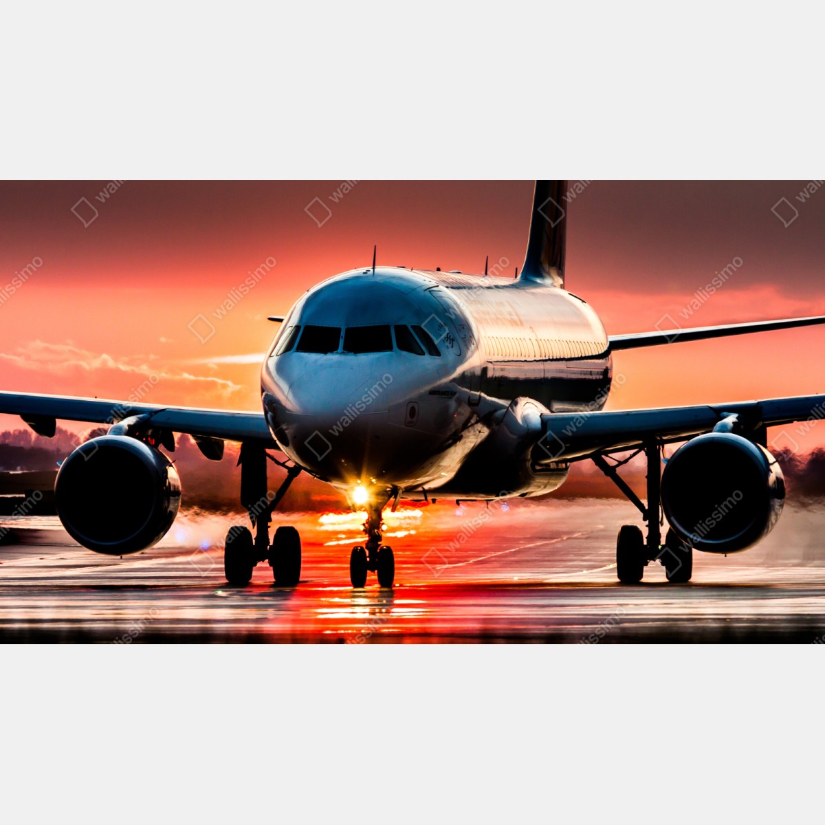 Repositionierbarer Aufkleber jet im sonnenuntergang auf der startbahn – Wallnifity® Repositionierbarer Aufkleber jet im sonnenuntergang auf der startbahn – Wallnifity®