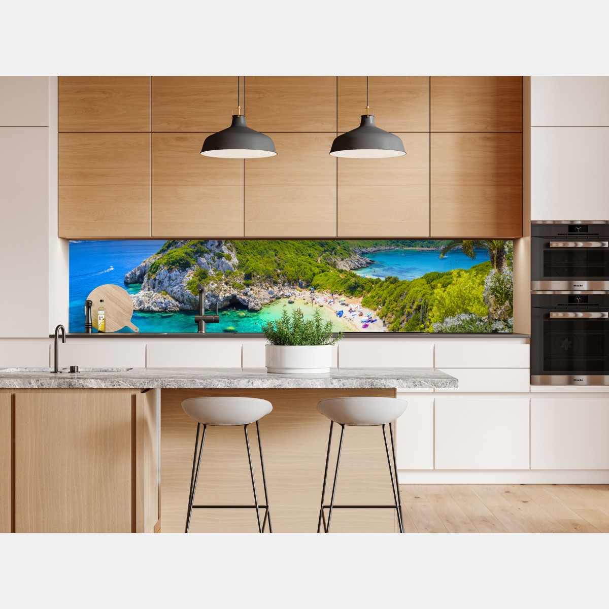Repositionierbarer Aufkleber Porto Timoni panoramischer strand, Korfu – Wallnifity® Repositionierbarer Aufkleber Porto Timoni panoramischer strand, Korfu – Wallnifity®