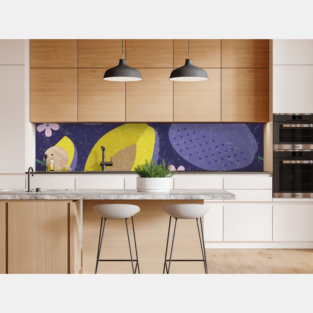 Repositionierbarer Aufkleber verspieltes pflaumenmuster mit blättern – Wallnifity® Repositionierbarer Aufkleber verspieltes pflaumenmuster mit blättern – Wallnifity®
