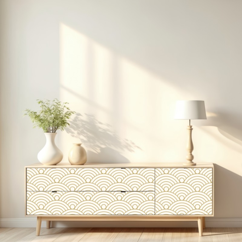 Repositionierbarer Aufkleber goldenes seigaiha wellenmuster – Wallnifity® Repositionierbarer Aufkleber goldenes seigaiha wellenmuster – Wallnifity®