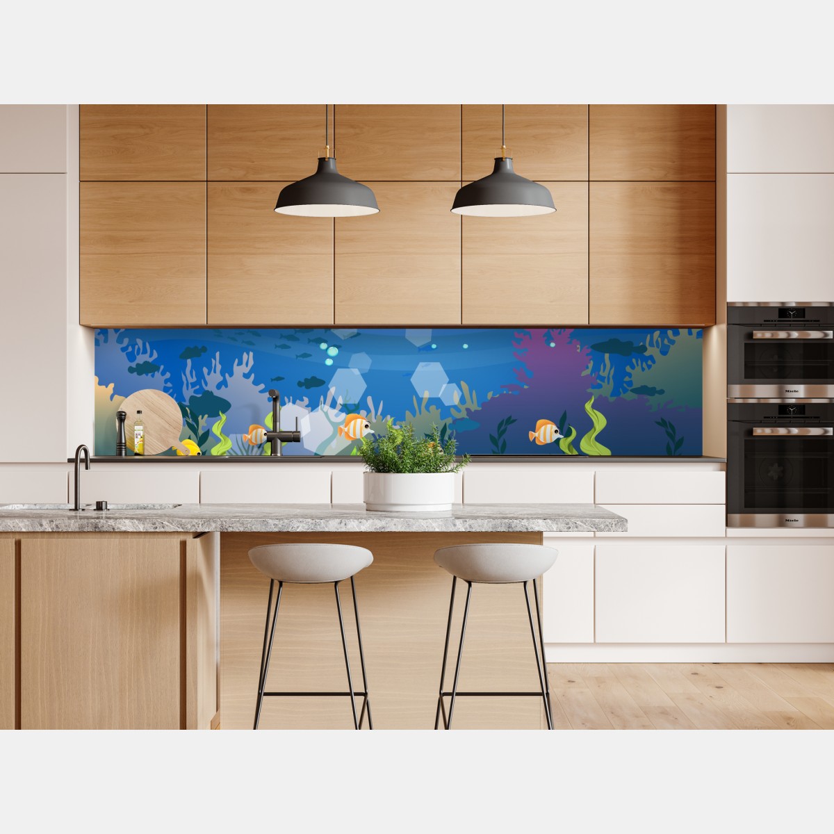 Repositionierbarer Aufkleber verspielte unterwasserwelt mit korallenriff – Wallnifity® Repositionierbarer Aufkleber verspielte unterwasserwelt mit korallenriff – Wallnifity®