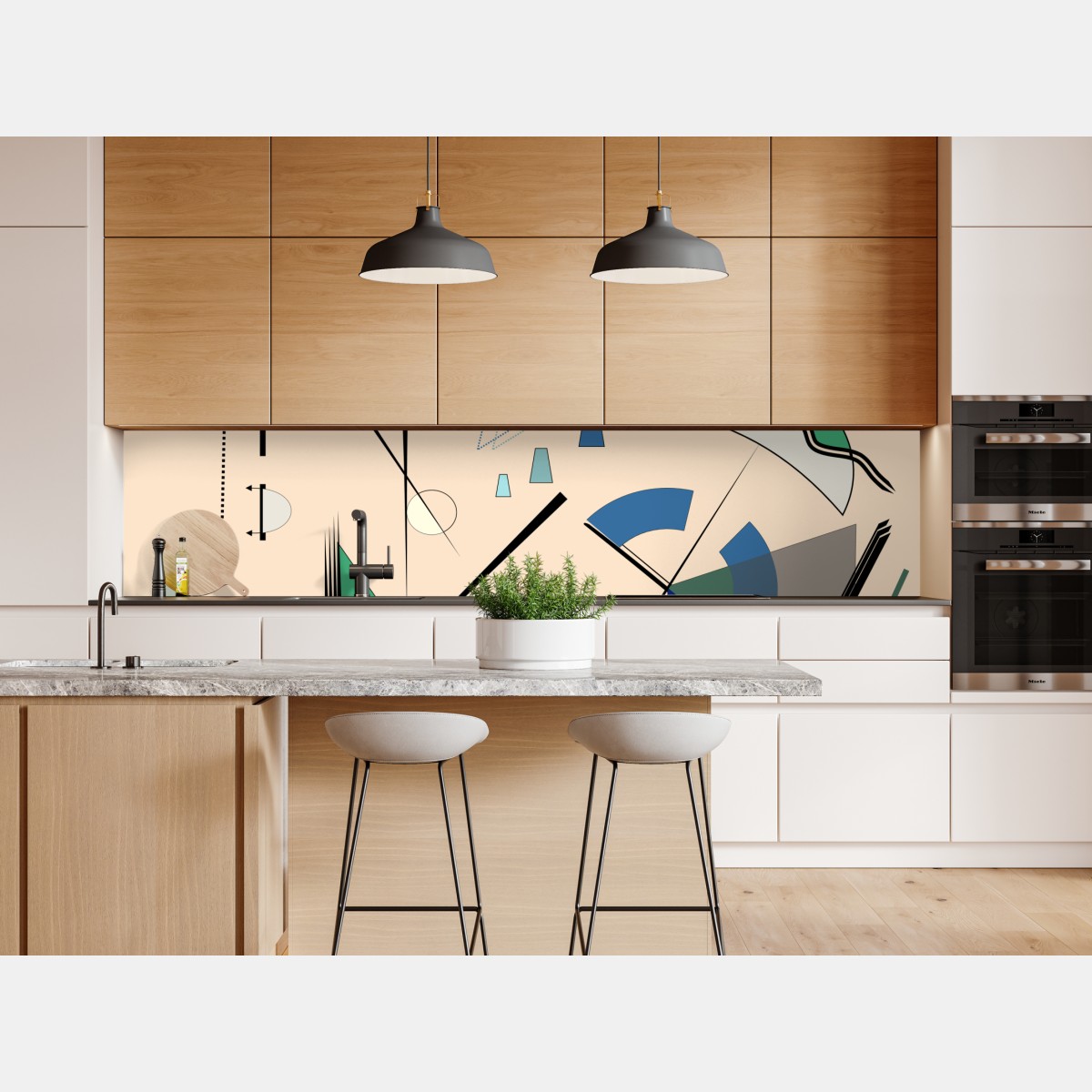 Repositionierbarer Aufkleber geometrische pastellkomposition – Wallnifity® Repositionierbarer Aufkleber geometrische pastellkomposition – Wallnifity®