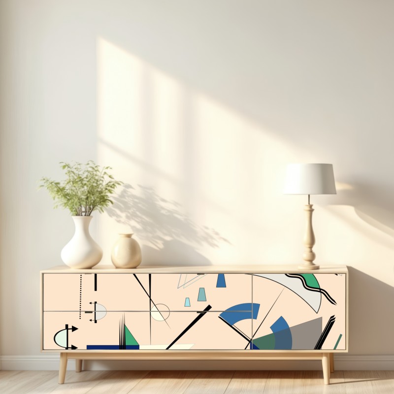 Repositionierbarer Aufkleber geometrische pastellkomposition – Wallnifity® Repositionierbarer Aufkleber geometrische pastellkomposition – Wallnifity®