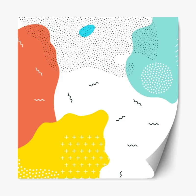 Repositionierbarer Aufkleber verspielte abstrakte formen in lebendigen farben