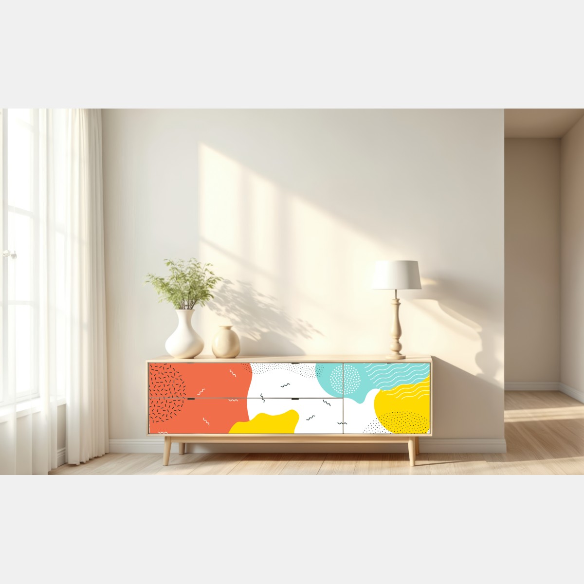 Repositionierbarer Aufkleber verspielte abstrakte formen in lebendigen farben – Wallnifity® Repositionierbarer Aufkleber verspielte abstrakte formen in lebendigen farben – Wallnifity®