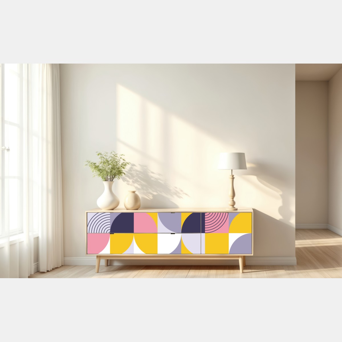 Repositionierbarer Aufkleber pastell geometrisches muster – Wallnifity® Repositionierbarer Aufkleber pastell geometrisches muster – Wallnifity®