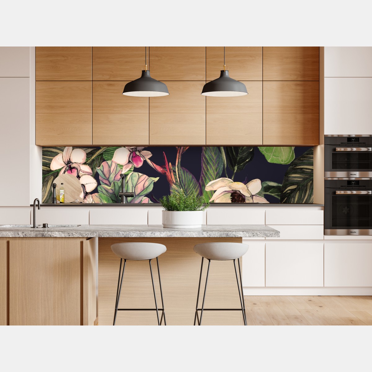 Repositionierbarer Aufkleber tropisches aquarell botanikmuster – Wallnifity® Repositionierbarer Aufkleber tropisches aquarell botanikmuster – Wallnifity®
