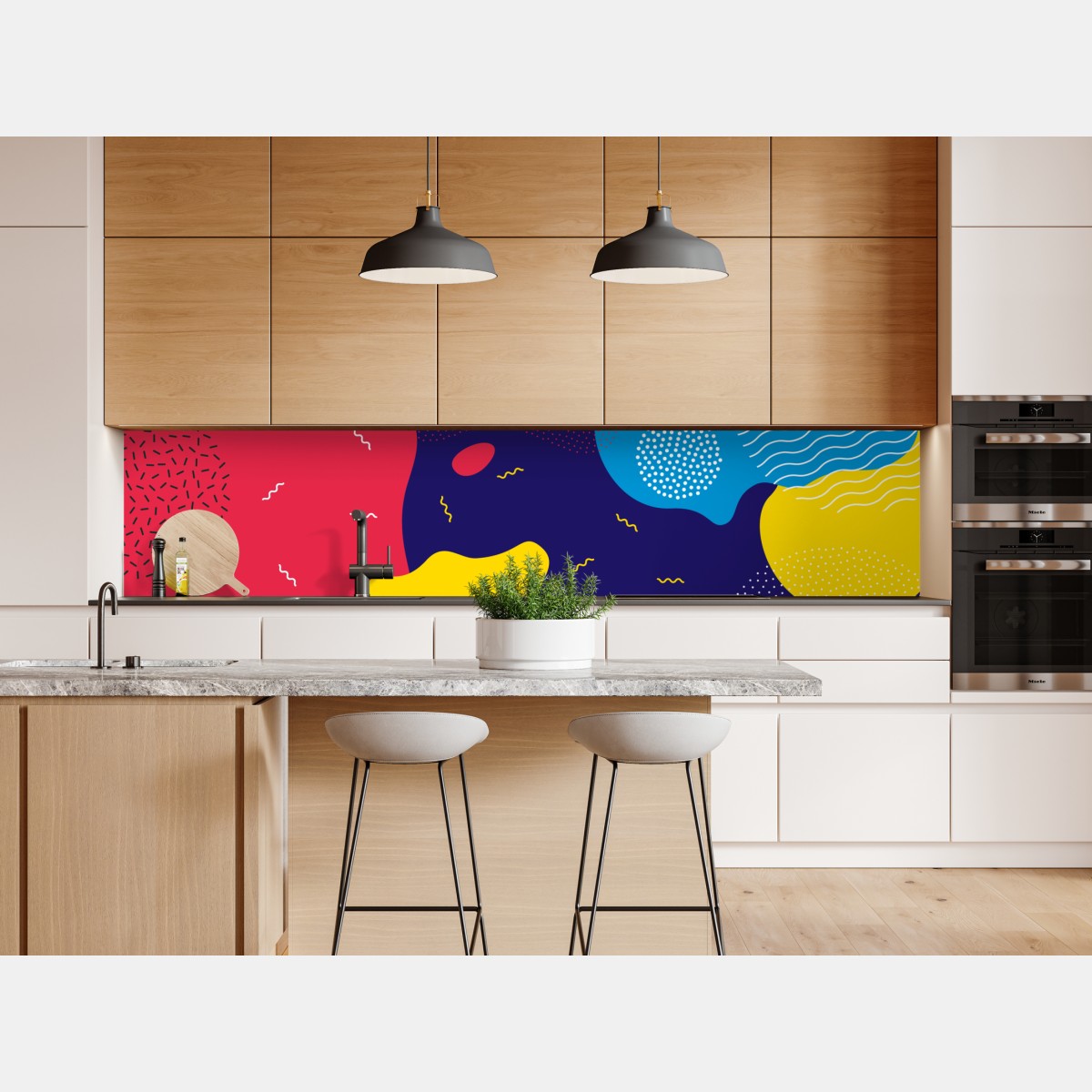 Repositionierbarer Aufkleber lebhaftes abstraktes formenmuster – Wallnifity® Repositionierbarer Aufkleber lebhaftes abstraktes formenmuster – Wallnifity®