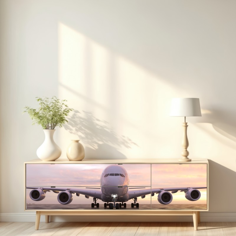 Repositionierbarer Aufkleber jet auf der startbahn bei sonnenuntergang – Wallnifity® Repositionierbarer Aufkleber jet auf der startbahn bei sonnenuntergang – Wallnifity®