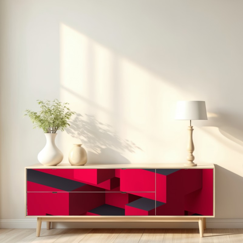 Repositionierbarer Aufkleber kräftige rote geometrische blöcke – Wallnifity® Repositionierbarer Aufkleber kräftige rote geometrische blöcke – Wallnifity®
