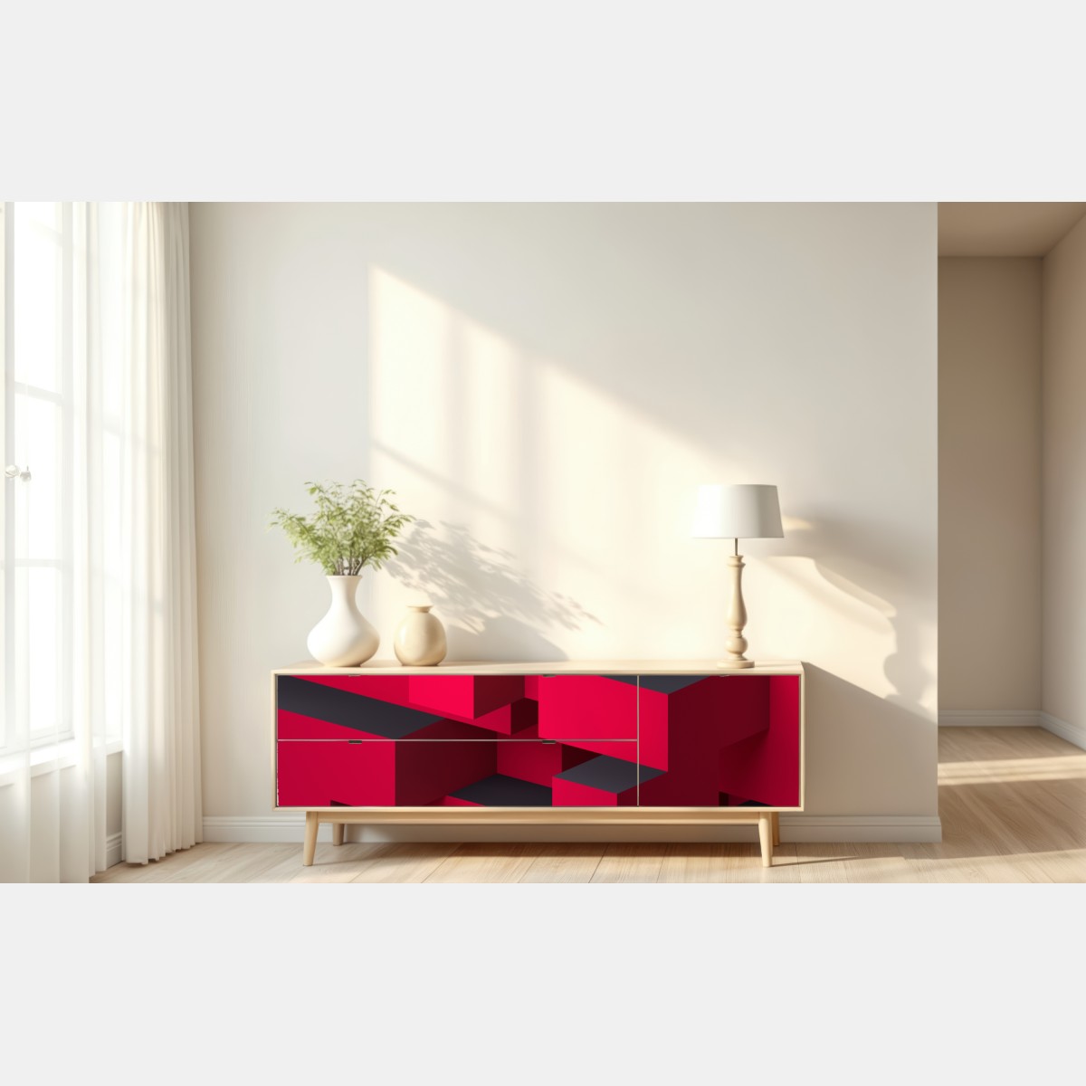 Repositionierbarer Aufkleber kräftige rote geometrische blöcke – Wallnifity® Repositionierbarer Aufkleber kräftige rote geometrische blöcke – Wallnifity®