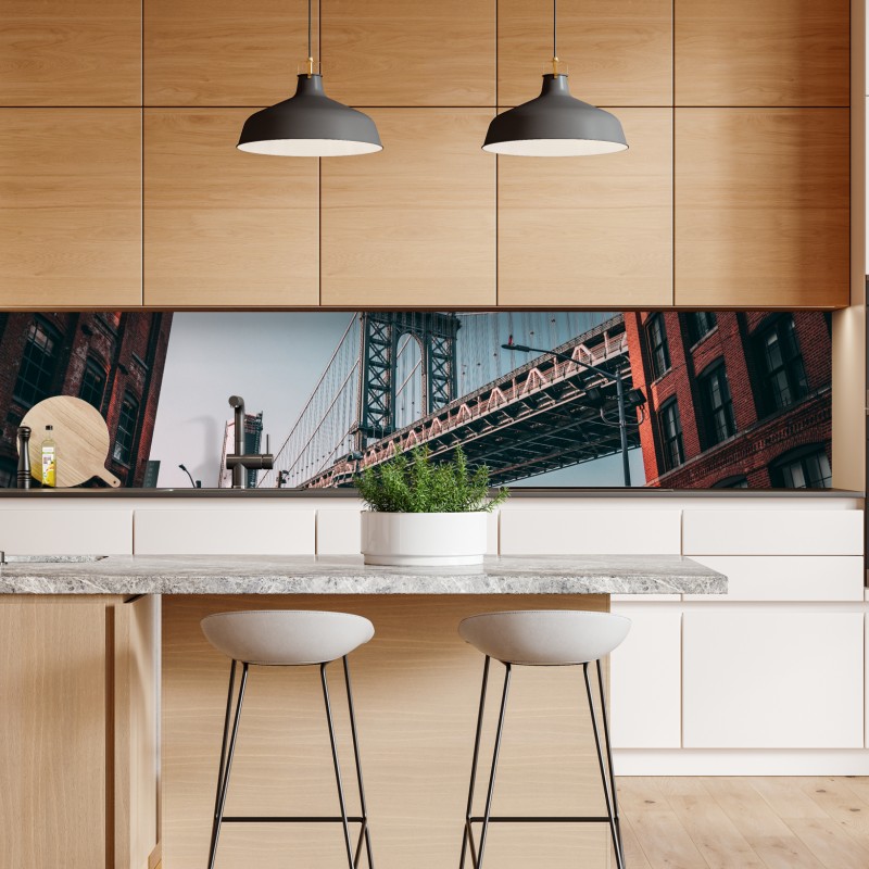 Repositionierbarer Aufkleber blaue und goldene abstrakte blasen – Wallnifity®