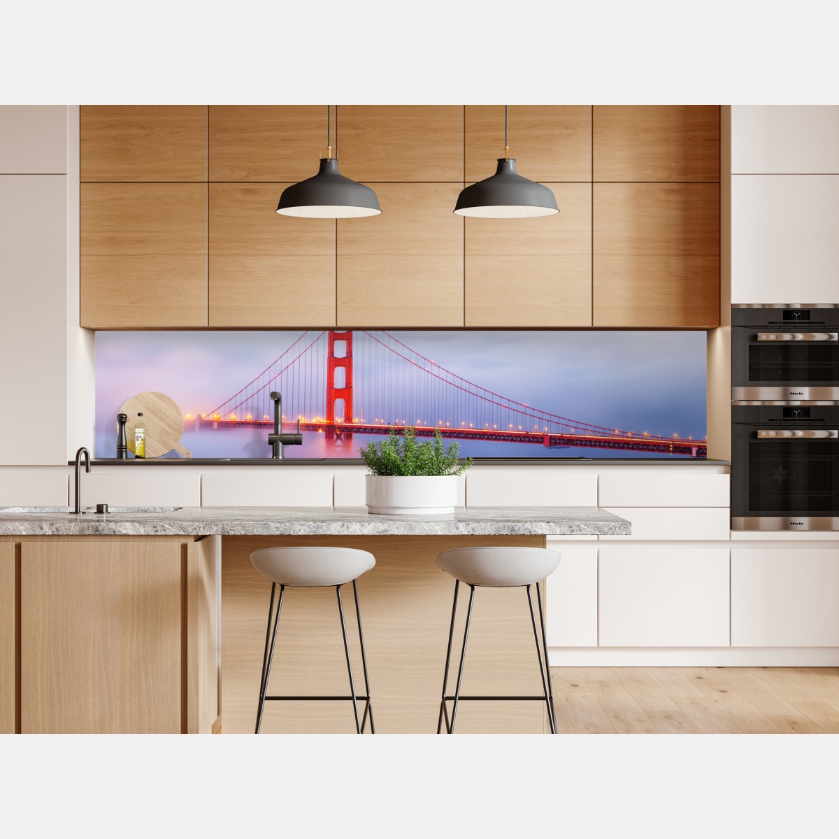 Repositionierbarer Aufkleber Golden Gate brücke im nebel – Wallnifity® Repositionierbarer Aufkleber Golden Gate brücke im nebel – Wallnifity®