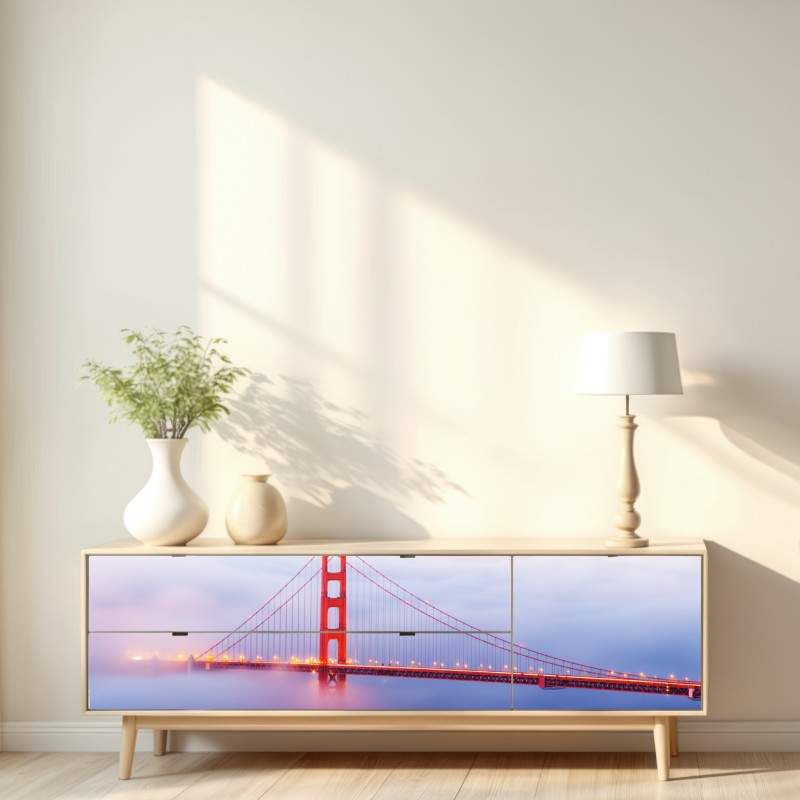 Repositionierbarer Aufkleber Golden Gate brücke im nebel – Wallnifity® Repositionierbarer Aufkleber Golden Gate brücke im nebel – Wallnifity®
