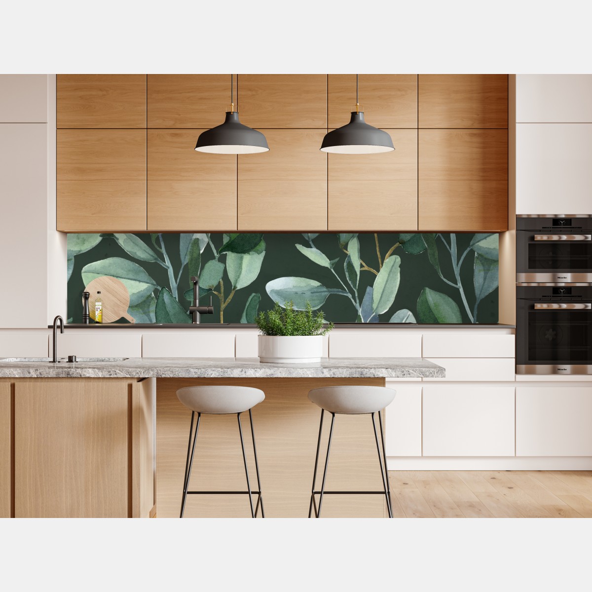 Repositionierbarer Aufkleber aquarell eukalyptusblätter muster auf dunkelgrünem hintergrund – Wallnifity® Repositionierbarer Aufkleber aquarell eukalyptusblätter muster auf dunkelgrünem hintergrund – Wallnifity®
