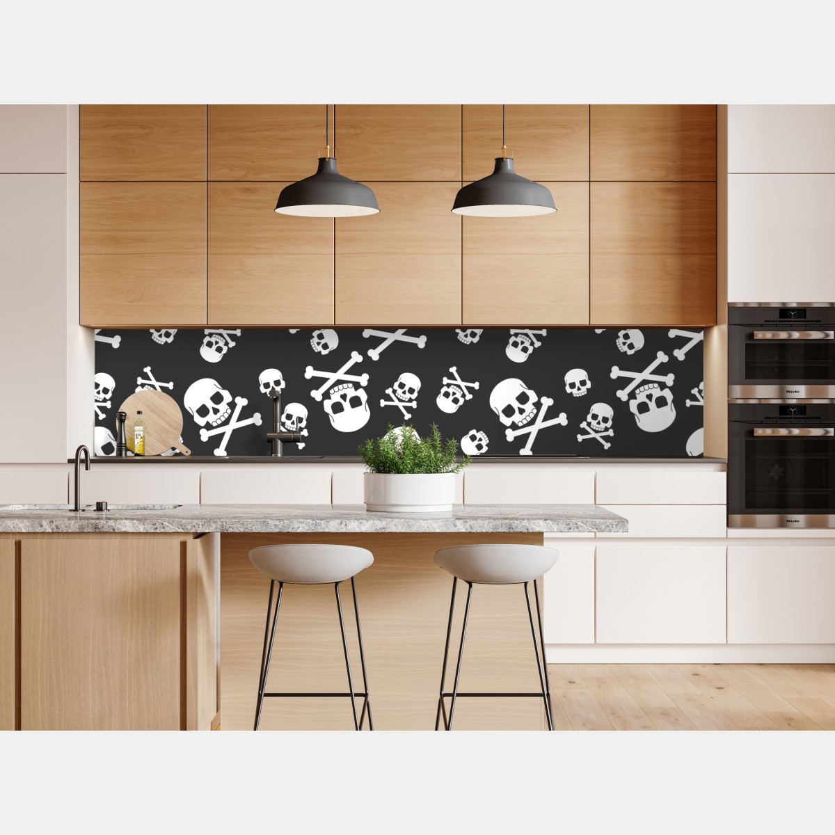 Repositionierbarer Aufkleber weißes totenkopf muster auf grauem hintergrund – Wallnifity® Repositionierbarer Aufkleber weißes totenkopf muster auf grauem hintergrund – Wallnifity®