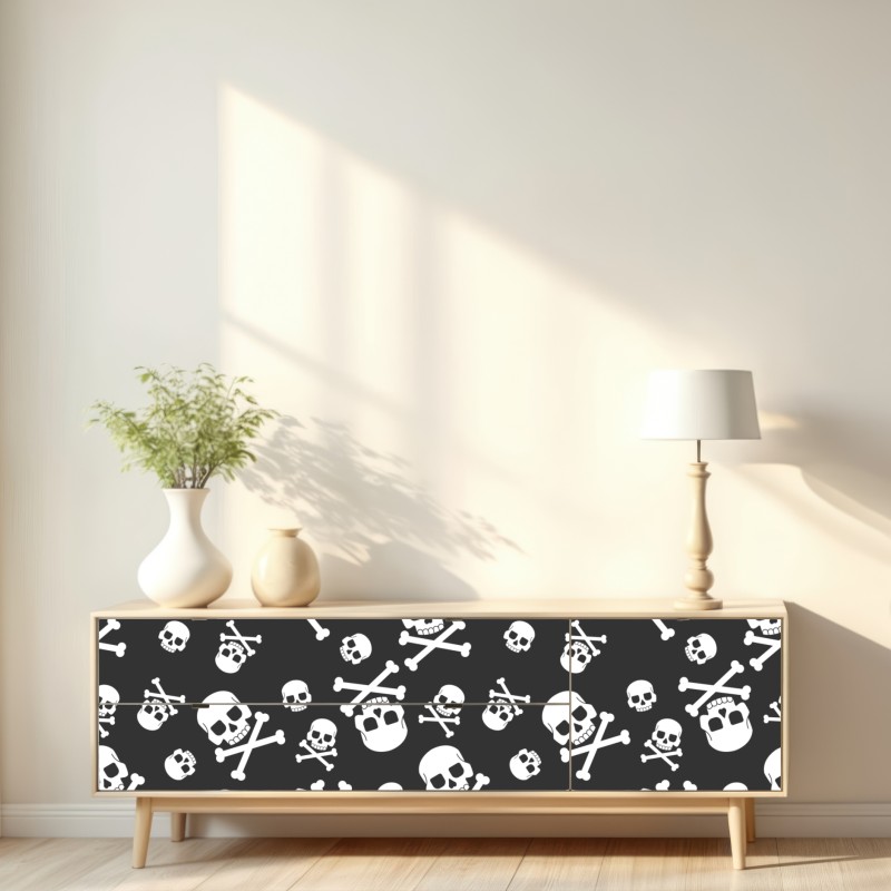 Repositionierbarer Aufkleber weißes totenkopf muster auf grauem hintergrund – Wallnifity® Repositionierbarer Aufkleber weißes totenkopf muster auf grauem hintergrund – Wallnifity®