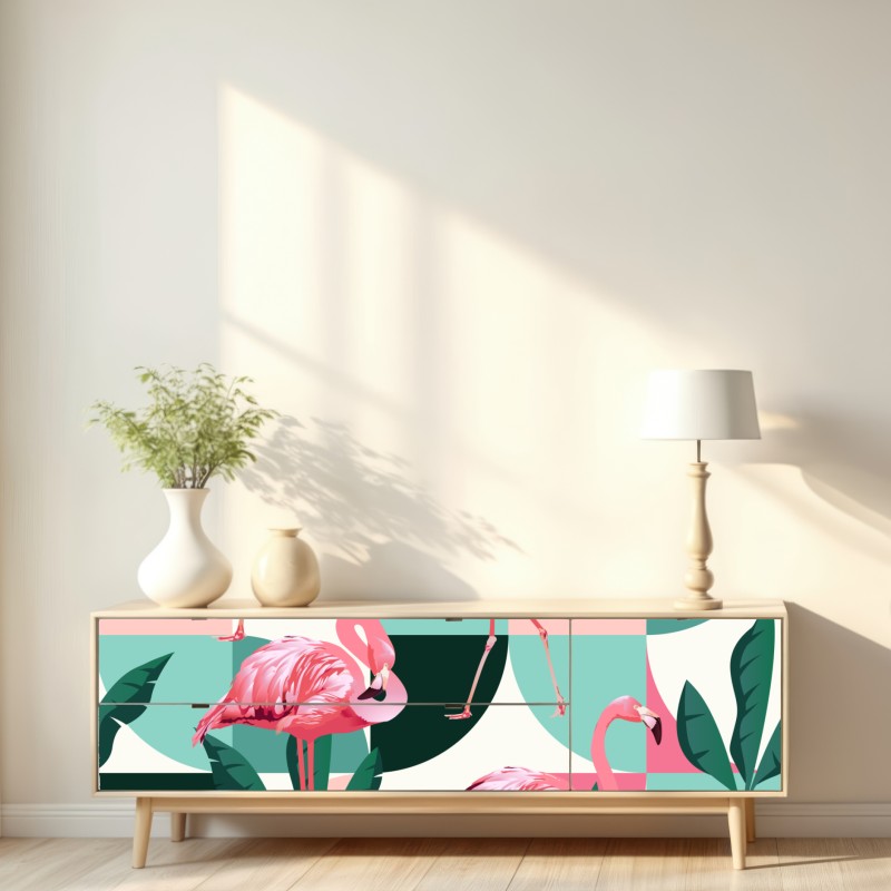 Repositionierbarer Aufkleber verspieltes rosa flamingo-muster – Wallnifity® Repositionierbarer Aufkleber verspieltes rosa flamingo-muster – Wallnifity®