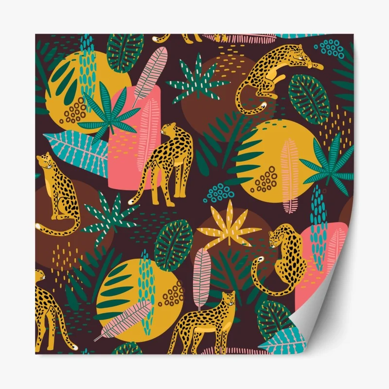 Repositionierbarer Aufkleber tropisches leopardenmuster – Wallnifity® Repositionierbarer Aufkleber tropisches leopardenmuster – Wallnifity®