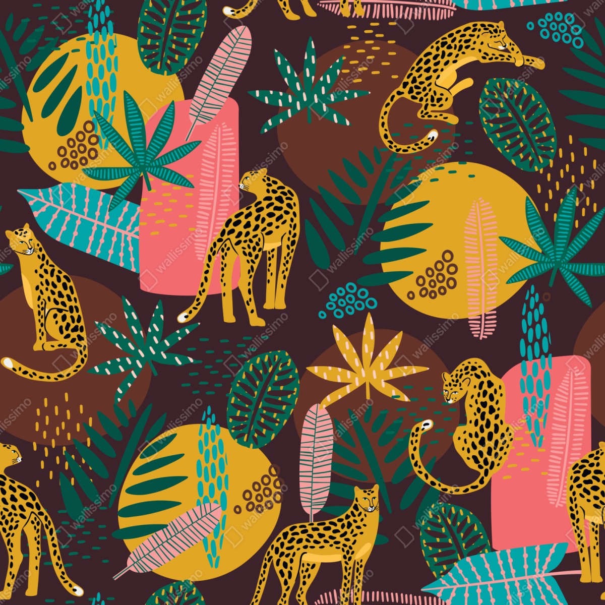 Repositionierbarer Aufkleber tropisches leopardenmuster – Wallnifity® Repositionierbarer Aufkleber tropisches leopardenmuster – Wallnifity®