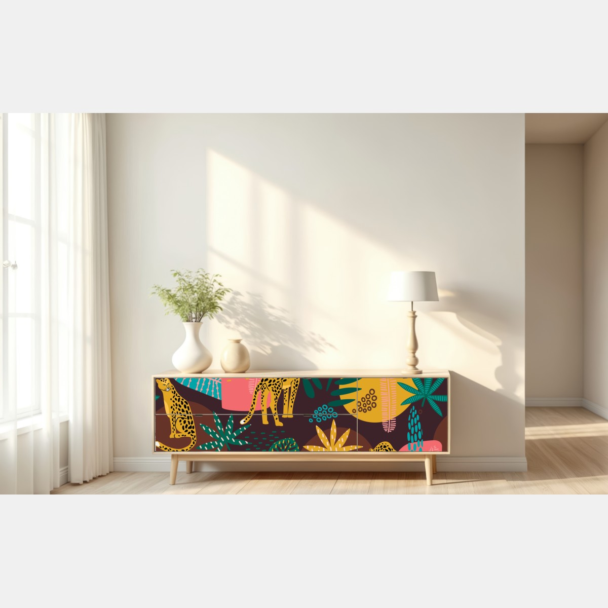 Repositionierbarer Aufkleber tropisches leopardenmuster – Wallnifity® Repositionierbarer Aufkleber tropisches leopardenmuster – Wallnifity®