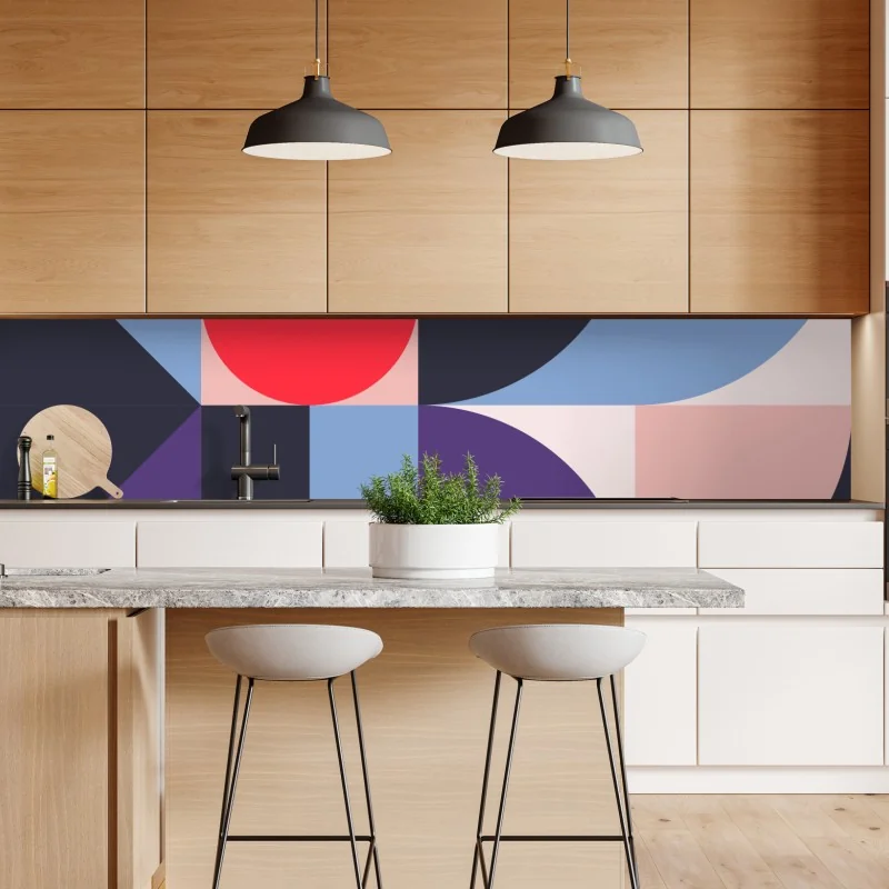 Repositionierbarer Aufkleber geometrische pastellkomposition – Wallnifity® Repositionierbarer Aufkleber geometrische pastellkomposition – Wallnifity®