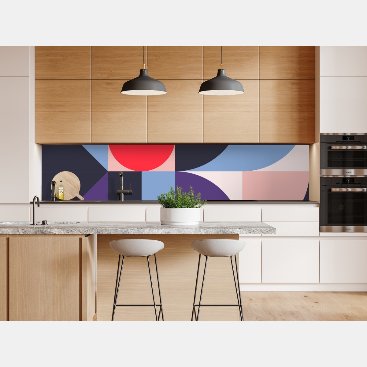 Repositionierbarer Aufkleber geometrische pastellkomposition – Wallnifity® Repositionierbarer Aufkleber geometrische pastellkomposition – Wallnifity®