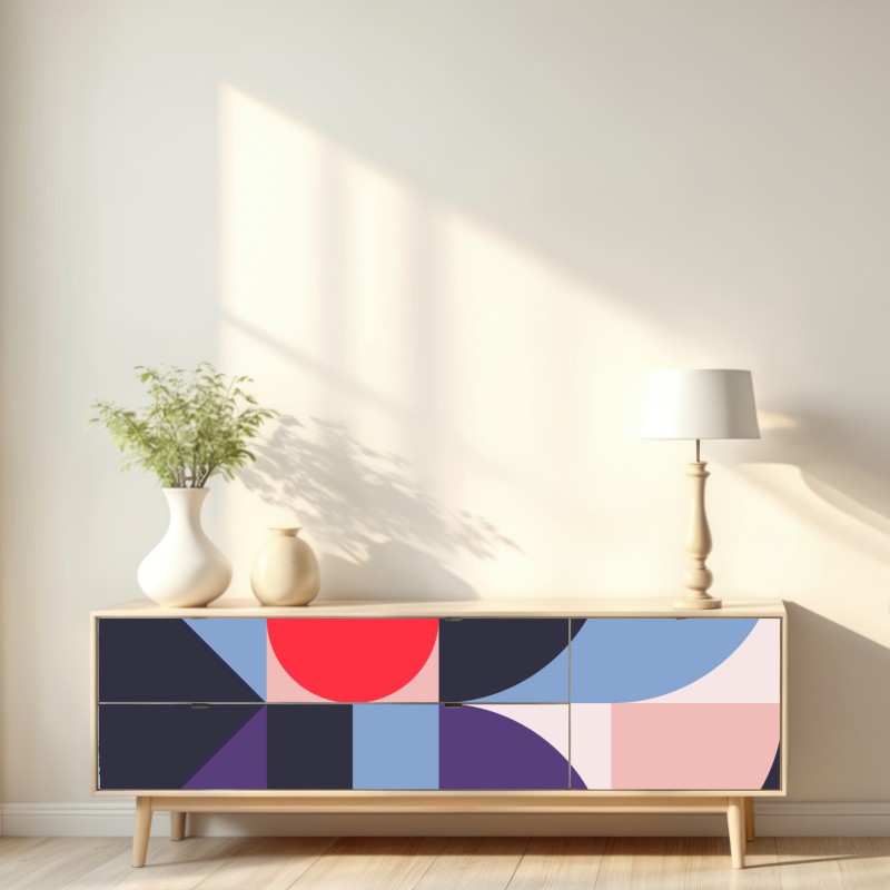 Repositionierbarer Aufkleber geometrische pastellkomposition – Wallnifity® Repositionierbarer Aufkleber geometrische pastellkomposition – Wallnifity®