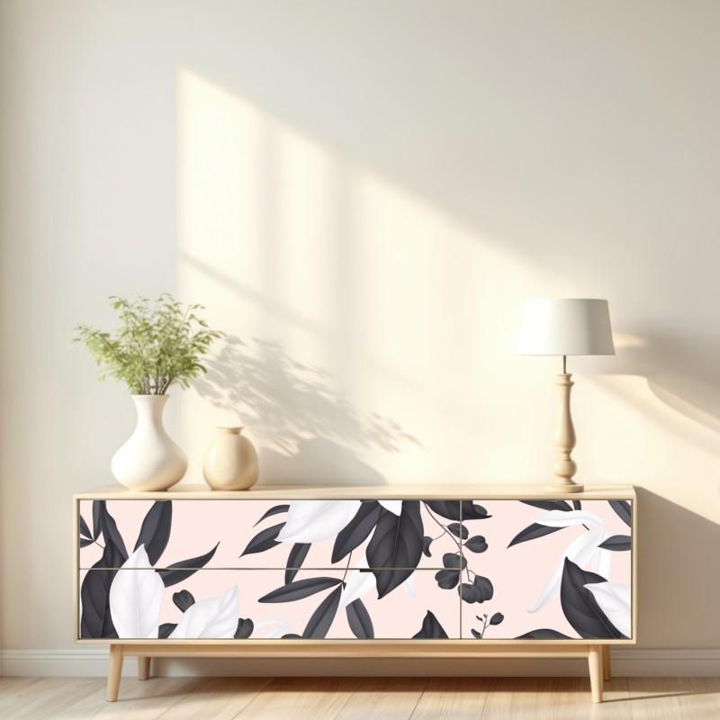 Repositionierbarer Aufkleber zarte pastell botanische blätter – Wallnifity® Repositionierbarer Aufkleber zarte pastell botanische blätter – Wallnifity®