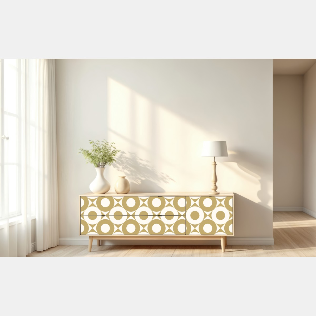 Repositionierbarer Aufkleber goldenes geometrisches kreismuster – Wallnifity® Repositionierbarer Aufkleber goldenes geometrisches kreismuster – Wallnifity®