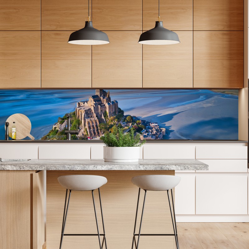 Repositionierbarer Aufkleber holzsteg zum horizont bei sonnenuntergang – Wallnifity®