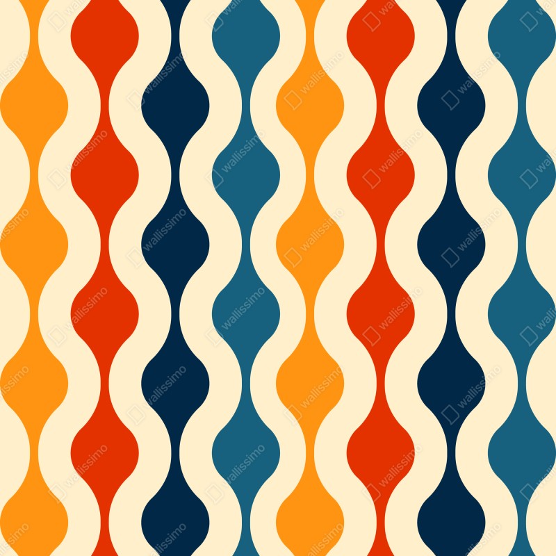 Repositionierbarer Aufkleber retro welliges mid-century muster – Wallnifity® Repositionierbarer Aufkleber retro welliges mid-century muster – Wallnifity®