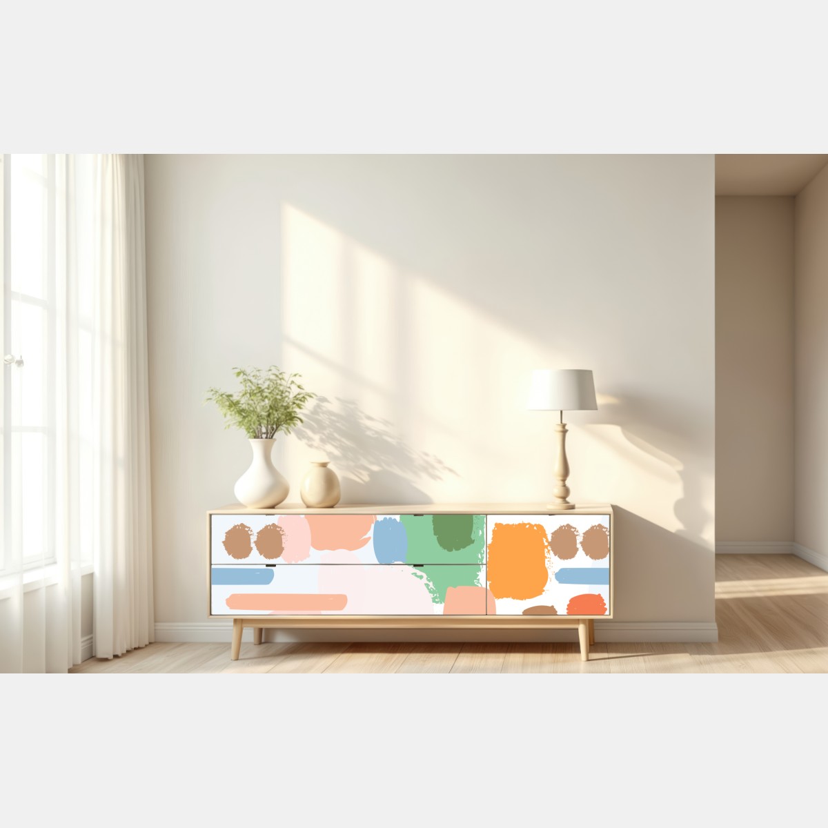 Repositionierbarer Aufkleber pastell pinselstrich muster – Wallnifity® Repositionierbarer Aufkleber pastell pinselstrich muster – Wallnifity®