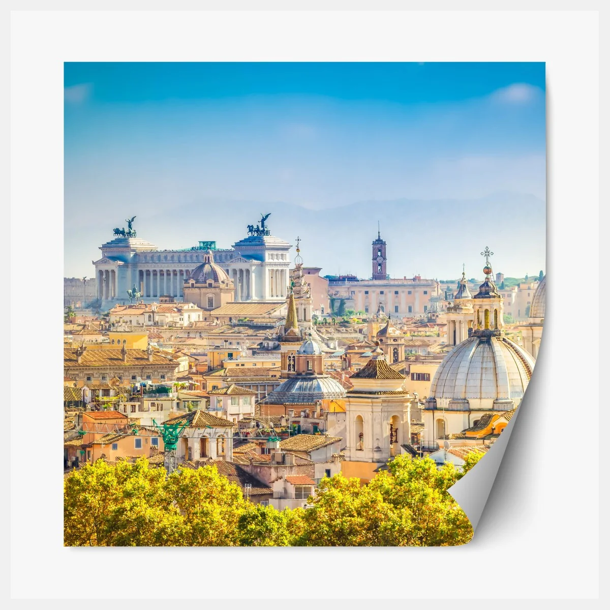 Repositionierbarer Aufkleber sonnige skyline von Rom mit kuppeln – Wallnifity® Repositionierbarer Aufkleber sonnige skyline von Rom mit kuppeln – Wallnifity®