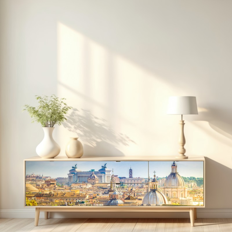 Repositionierbarer Aufkleber sonnige skyline von Rom mit kuppeln – Wallnifity® Repositionierbarer Aufkleber sonnige skyline von Rom mit kuppeln – Wallnifity®