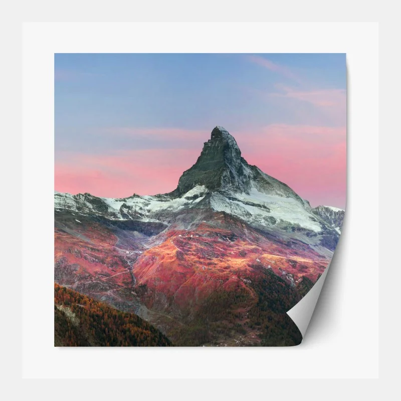 Repositionierbarer Aufkleber herbstliche panoramaaufnahme des Matterhorns bei sonnenuntergang