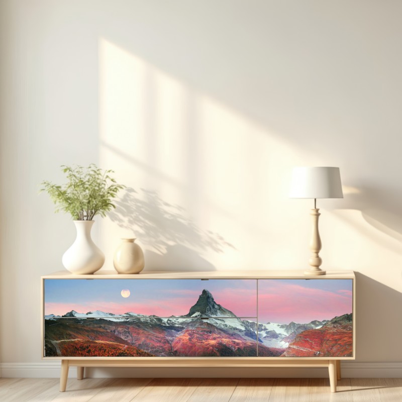 Repositionierbarer Aufkleber herbstliche panoramaaufnahme des Matterhorns bei sonnenuntergang – Wallnifity® Repositionierbarer Aufkleber herbstliche panoramaaufnahme des Matterhorns bei sonnenuntergang – Wallnifity®