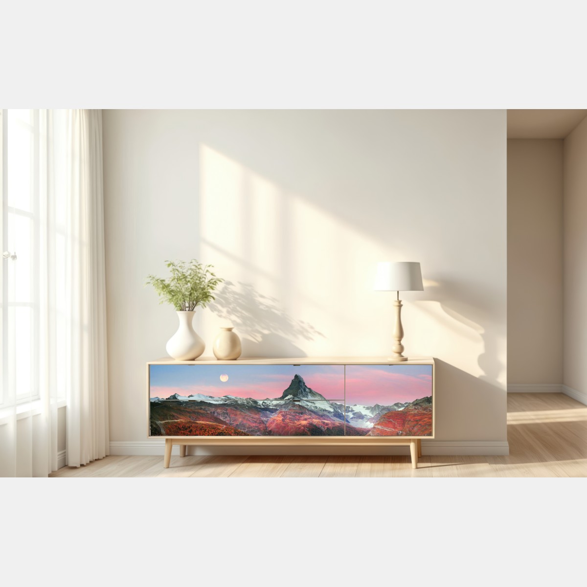 Repositionierbarer Aufkleber herbstliche panoramaaufnahme des Matterhorns bei sonnenuntergang – Wallnifity® Repositionierbarer Aufkleber herbstliche panoramaaufnahme des Matterhorns bei sonnenuntergang – Wallnifity®