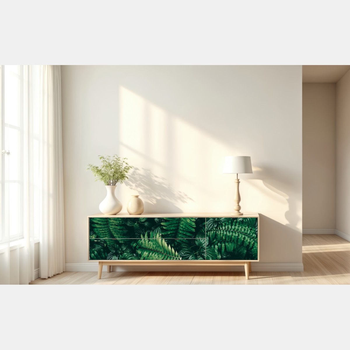 Repositionierbarer Aufkleber üppige tropische blätter – Wallnifity® Repositionierbarer Aufkleber üppige tropische blätter – Wallnifity®